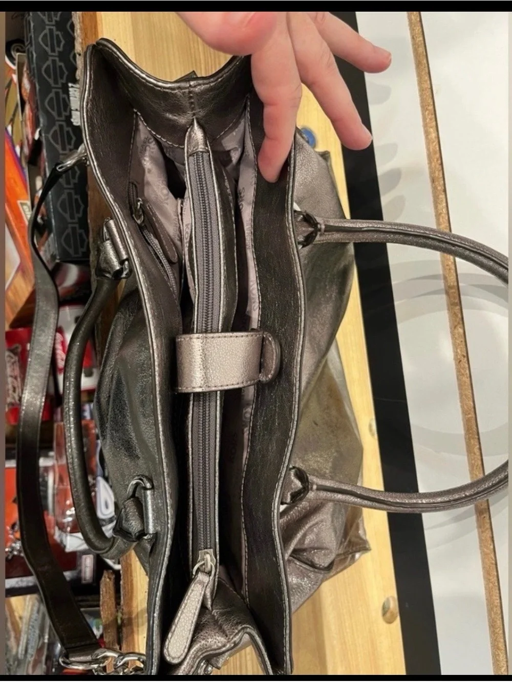 Michael Kors Metallic Gunmetal Shoulder Bag